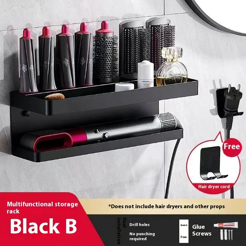 White dual-layer aluminium bathroom rack holding Marcel wavers with punch-free adhesive mounting