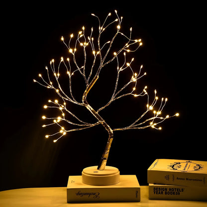 50cm LED tree shape string light with 108 warm white LEDs, copper wire frame, battery box and USB cable