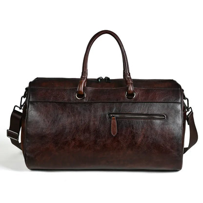 Handmade retro leather handbag in vintage brown colour with genuine cowhide leather construction