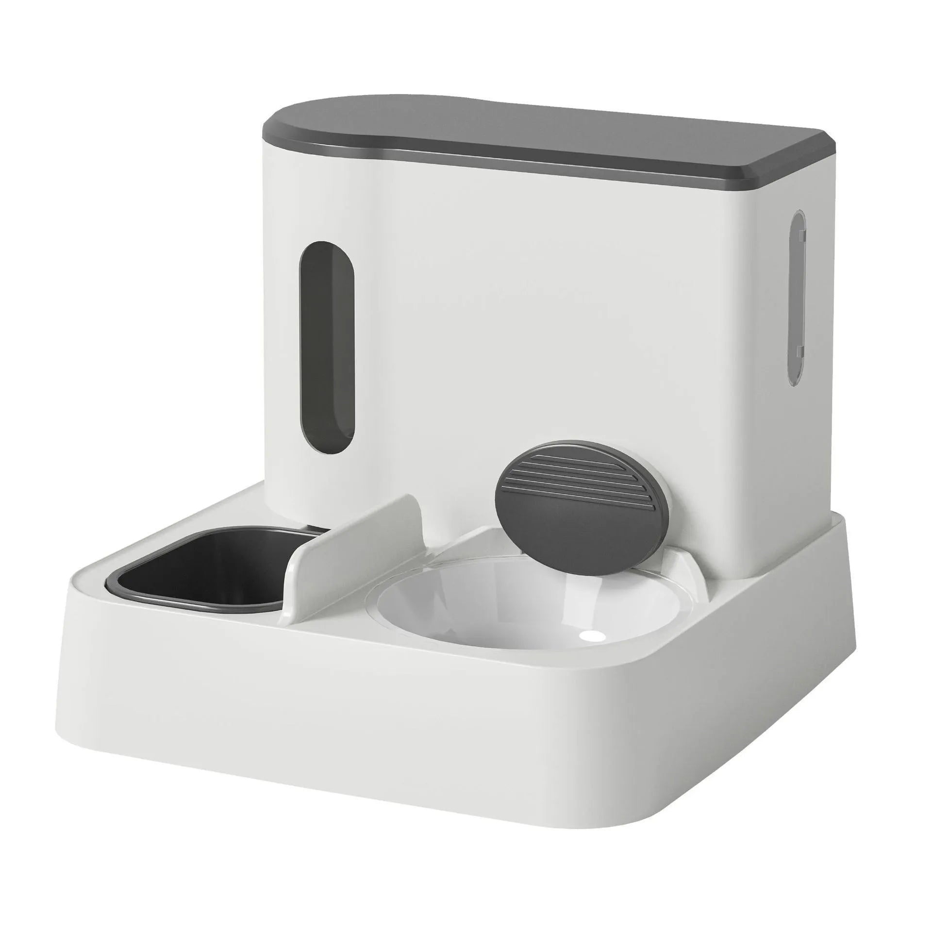 Cat automatic pet feeder water dispenser with integrated double bowl design