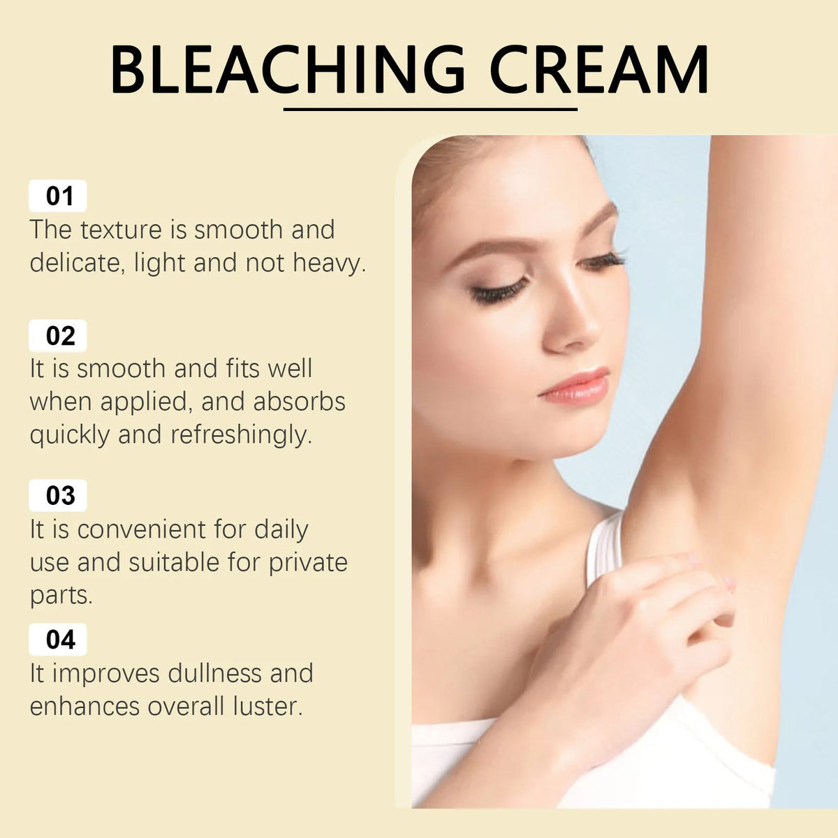 Jar of 50g skin lightening cream with vitamin C for pigmentation treatment.