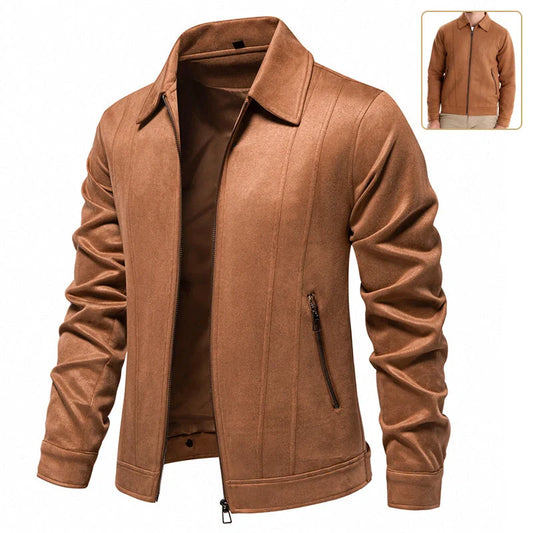 Men's Suede Lapel Zipper Jacket for Autumn and Winter in various colors