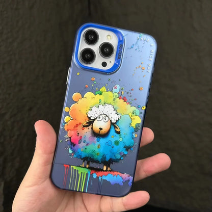 Personalized frosted PC phone case with cartoon panda and pig design for Apple iPhone, anti-fall hard shell