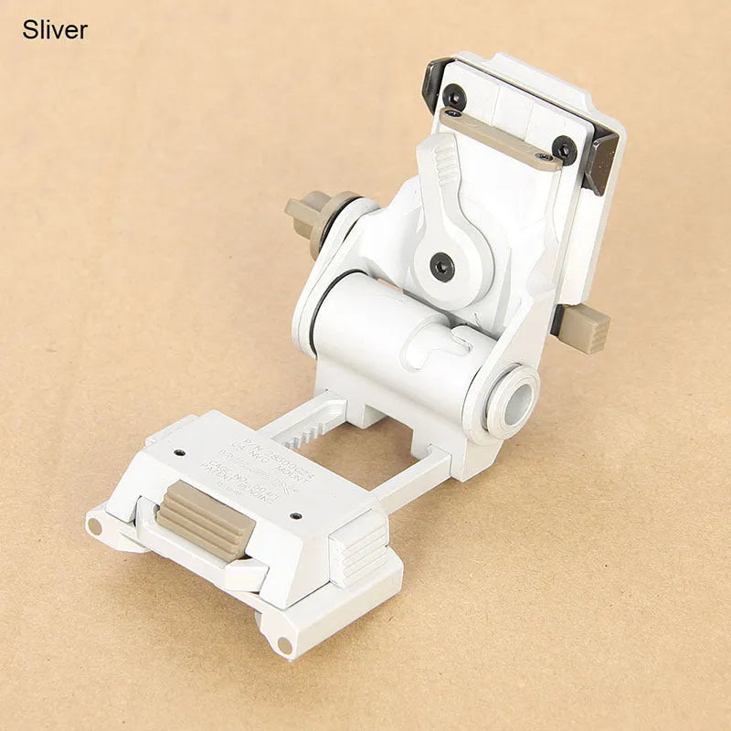 Metal alloy G24 night vision helmet mount bracket with breakaway base in Dark Earth finish