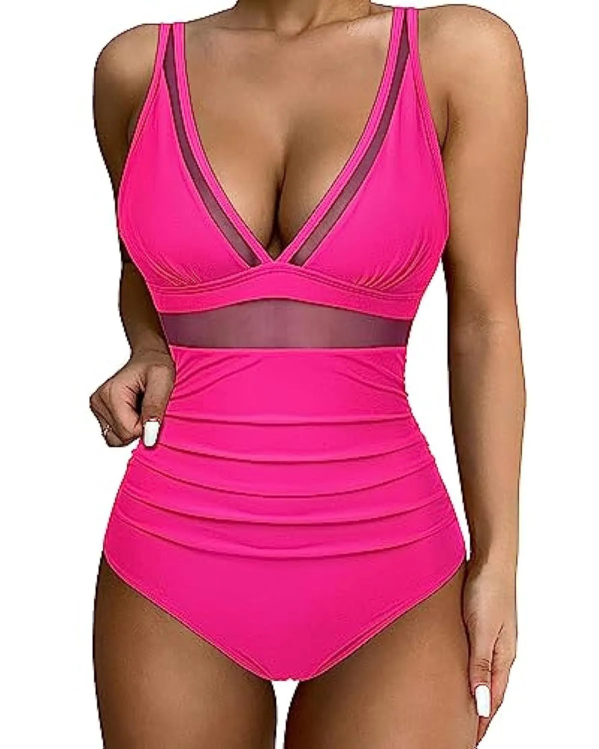 Women's high waist one-piece swimsuit in polyester fibre with backless design and multiple colour options