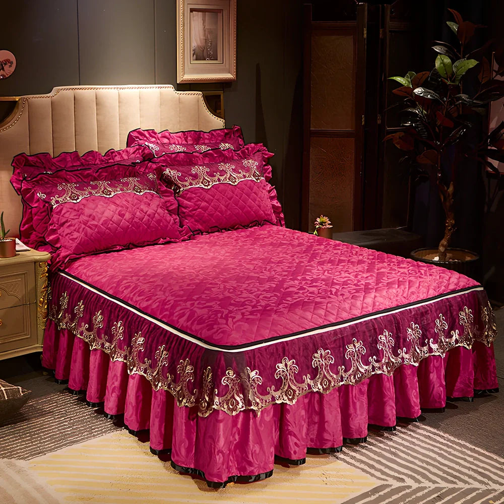 Camel detachable skirt-style non-slip bed cover, 150x200cm size, dustproof polyester with zip skirt and optional pillowcases