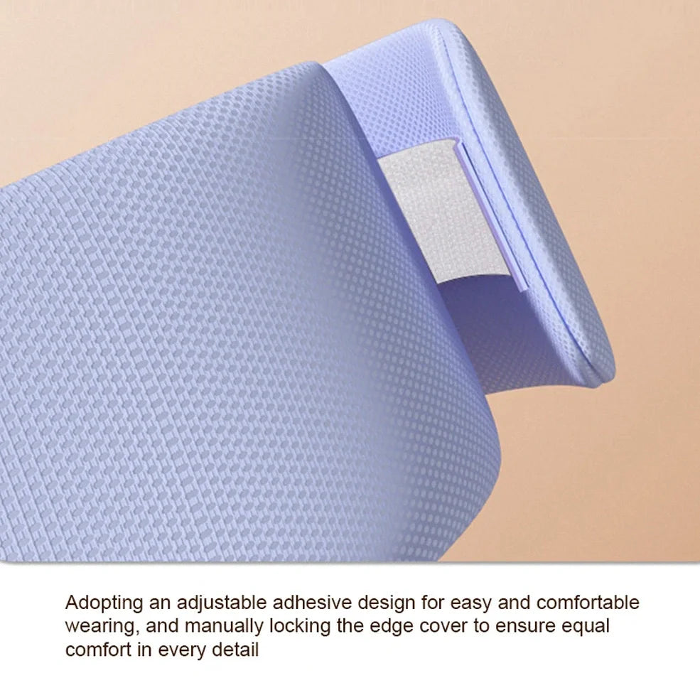 Gray double-sided sleep mask showing cool ice silk side and warm cotton side with adjustable magic tape closure