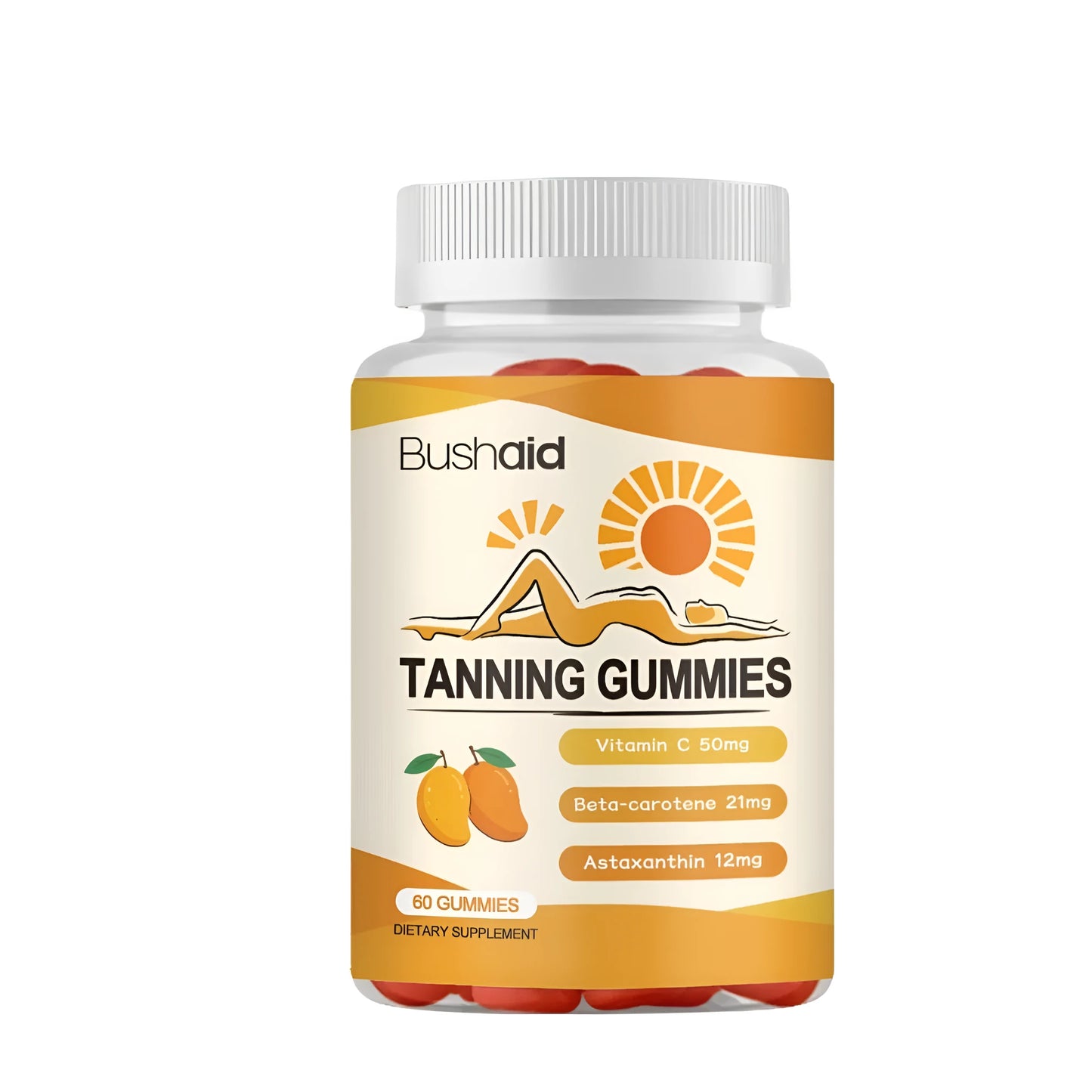 Bottle of Meihei fruit gummies dietary supplement with astaxanthin and lycopene, 60 count
