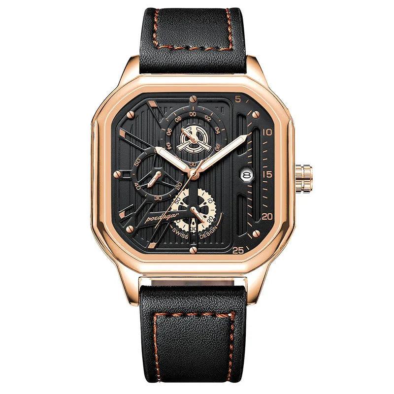 Men's sports watch with 8mm case in multiple colour options including black shell gold nail