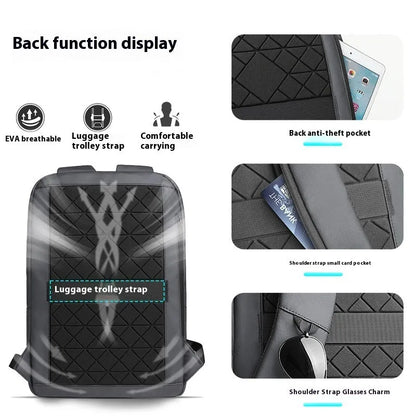 Men's lightweight Oxford cloth backpack in dark grey, olive green, blue or black for business travel and commuting