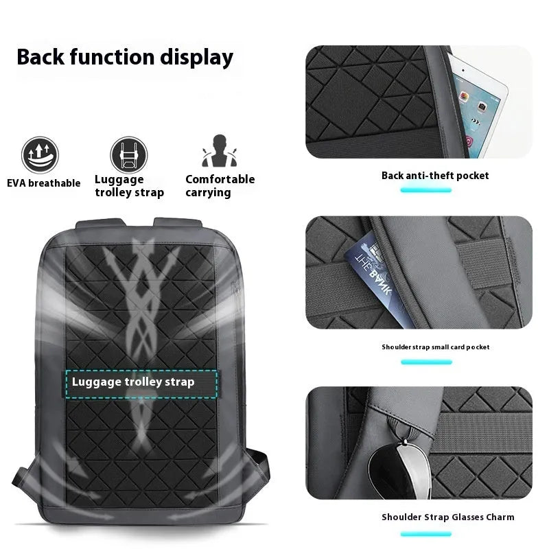 Men's backpack lightweight Oxford cloth cross-border fashion business travel commuting leisure use dark grey olive green blue black colour choice