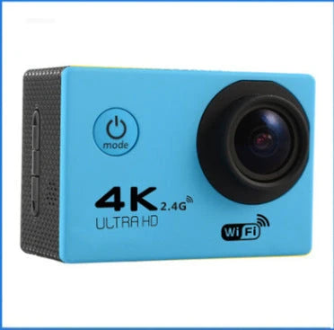 Rugged 4K waterproof action camera with wide-angle lens, perfect for outdoor adventures and water sports