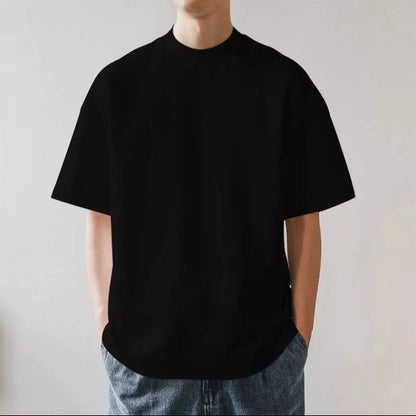 Plus size cotton men's blank T-shirt in oversized retro fit, available in multiple colors