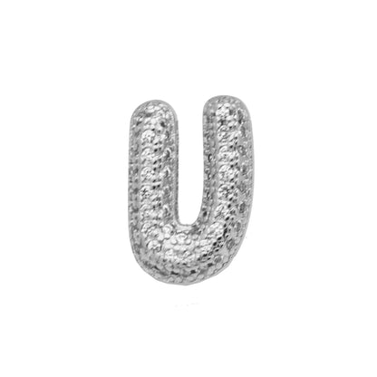 Retro style copper bracelet with English letter charm featuring micro inlaid zirconium stones in gold plating