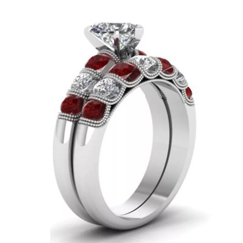 Heart-shaped diamonds fashion set ring in alloy, sizes 6-12