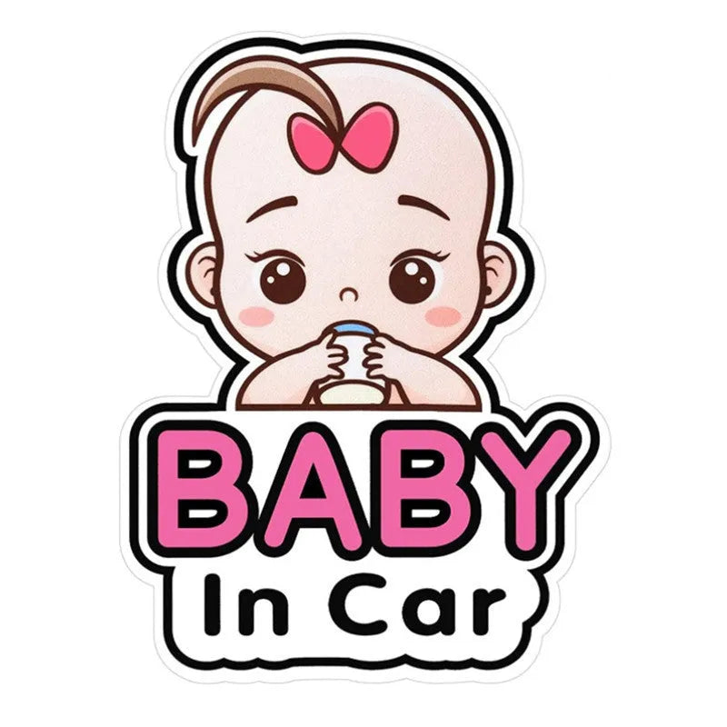 Baby On Board reflective car sticker B033 with PET material in multiple baby-themed designs