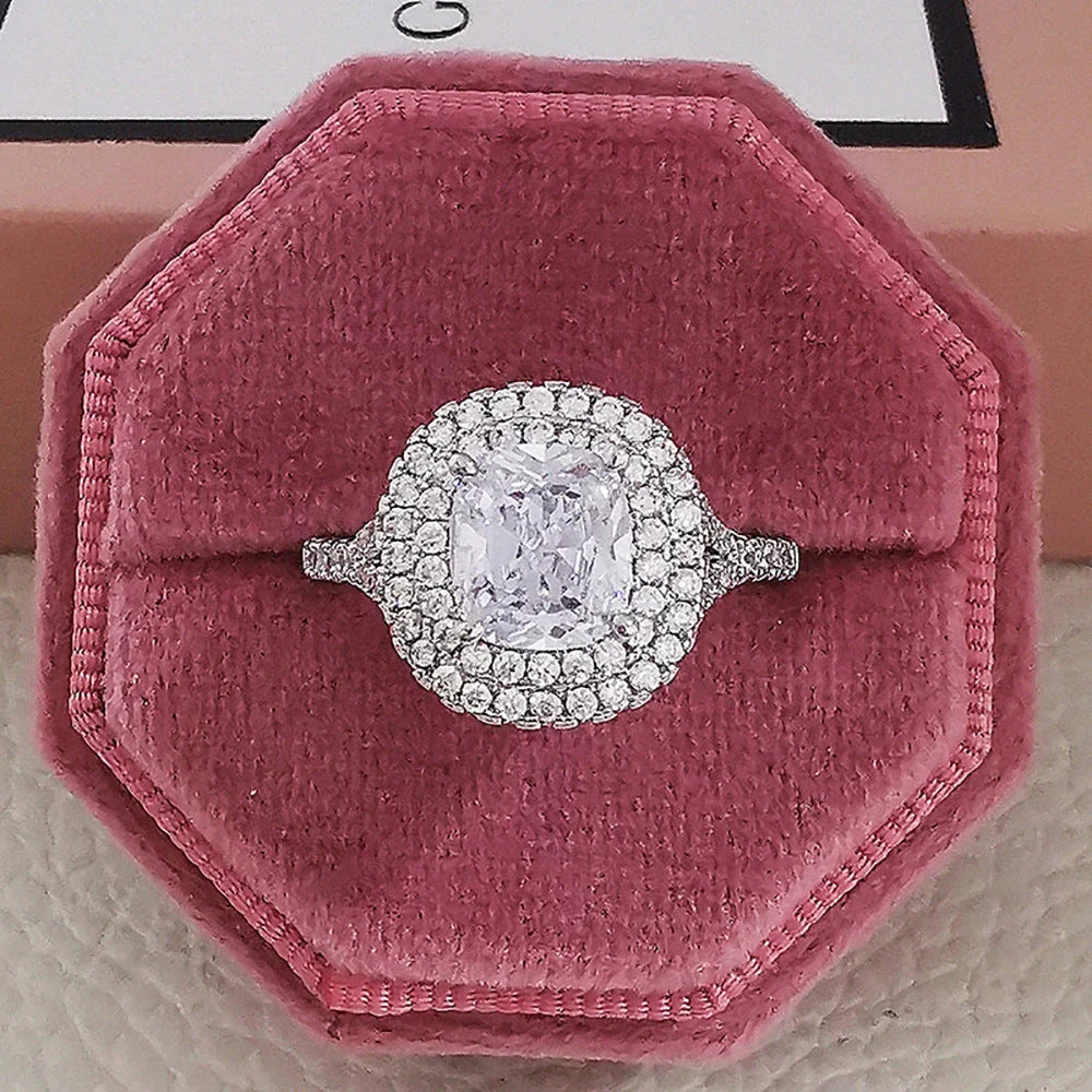 Chic multicolor cubic zirconia wedding rings for women featuring a sleek geometric design and premium copper construction