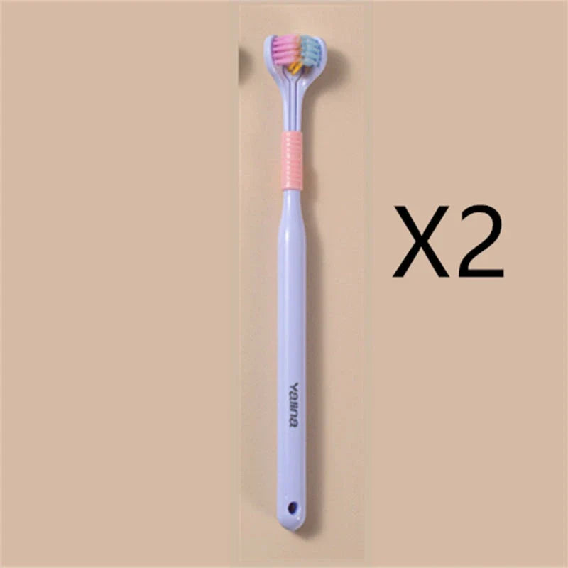Soft Bristle Tri-Angle Toothbrush with customizable features for deep cleaning and travel convenience