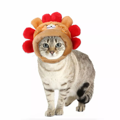 Cartoon-themed pet hat for cats with unique embroidery detailing