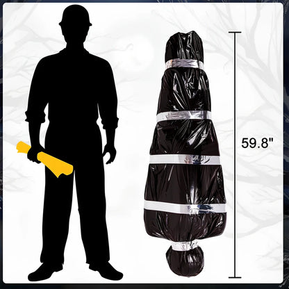 35×20×150cm black fake body bag horror prop with inflatable human body and accessory kit