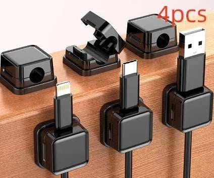 Black or Orange ABS wall-mounted data cable storage holder, 22mm x 22mm, for office car home kitchen.