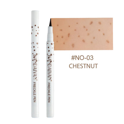 Dark brown waterproof freckle pen with precision tip for natural-looking fake freckles and face tattoos.
