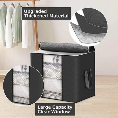Non-woven storage bag in beige colour with handbag shape for organising quilts and clothes