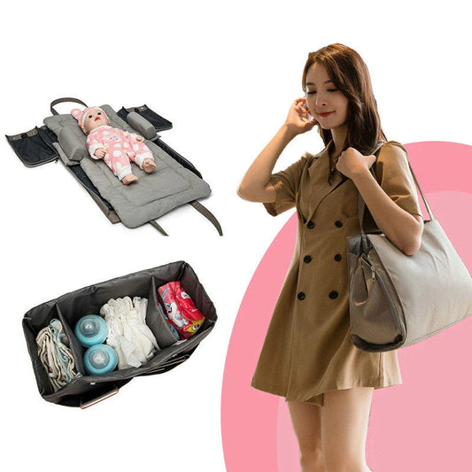 Versatile Folding Mother and Baby Diaper Bag with large capacity, foldable design, and multiple compartments for organizing baby essentials