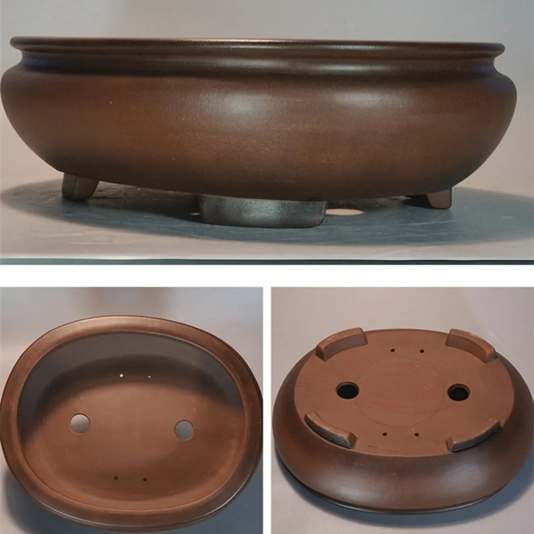 Handcrafted purple clay desktop flowerpot with classical design, 58cm long, for indoor plants