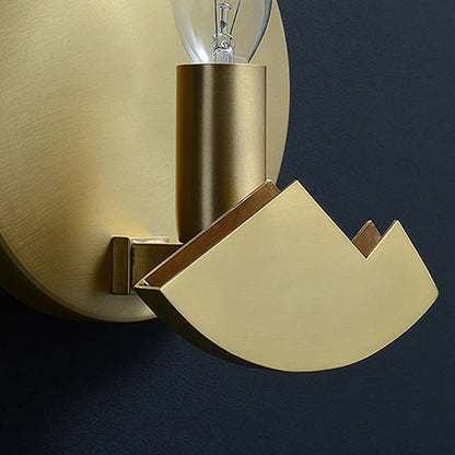 Copper wall lamp with marble shade measuring 20cm by 10.5cm