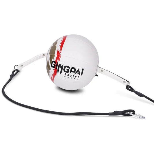 Black hanging speed ball for boxing reaction training with adjustable height mechanism