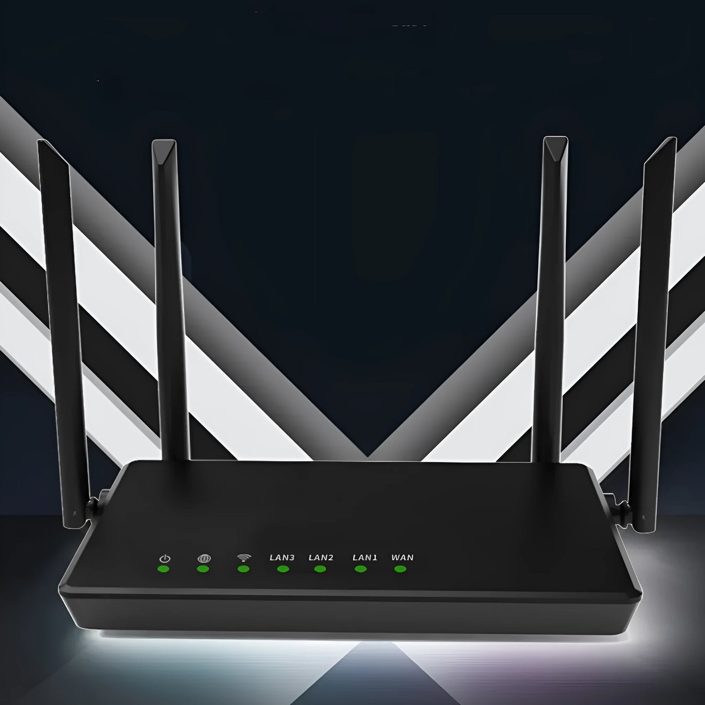 Portable 300 metre home WiFi router in bare metal housing with 5 network ports