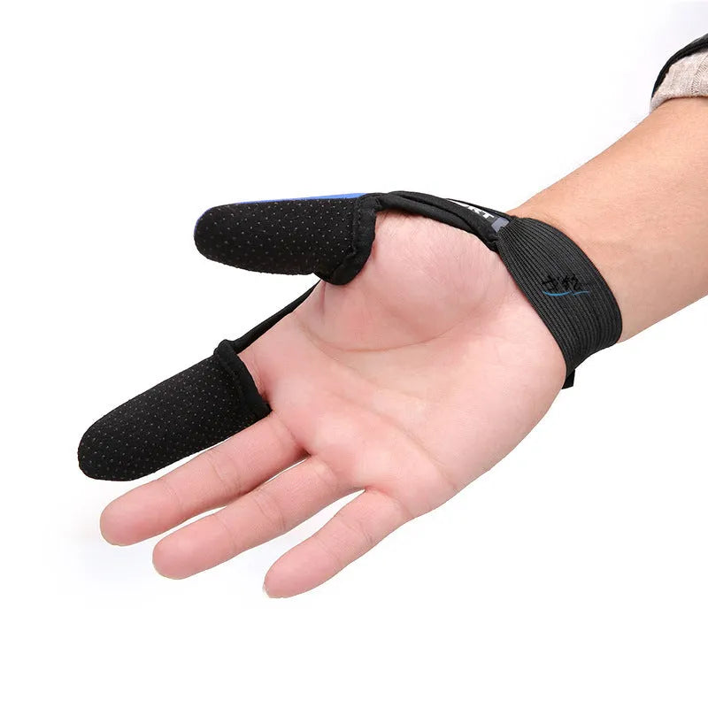Fishing two finger glove with microfiber palm and diving cloth back, showing thumb and index finger coverage