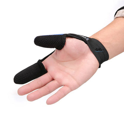 Fishing two finger glove with microfiber palm and diving cloth back, showing thumb and index finger coverage