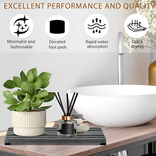 Three square diatom oil bathroom draining pads in modern solid colours for countertops