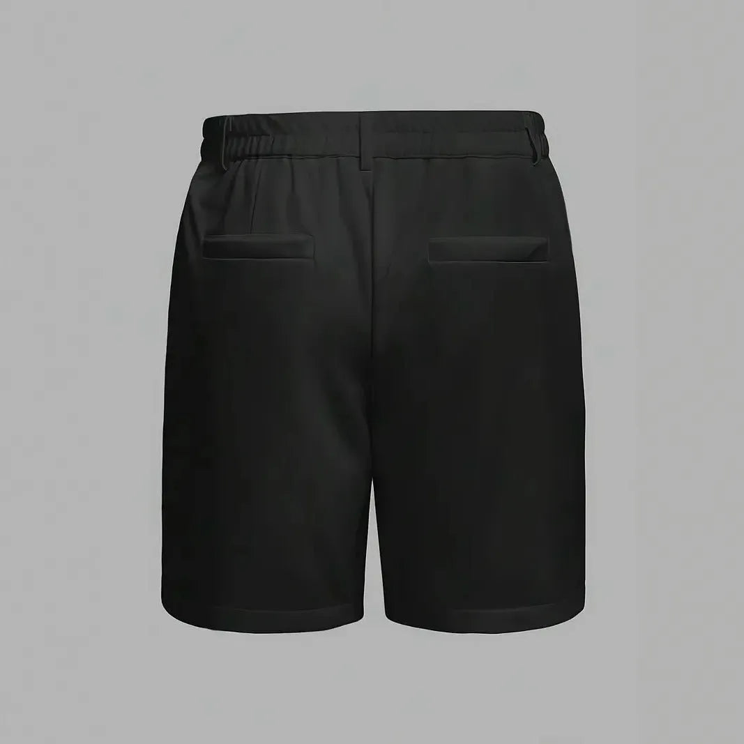 Men's solid colour cotton blend retro shorts in straight leg fit on a white background.