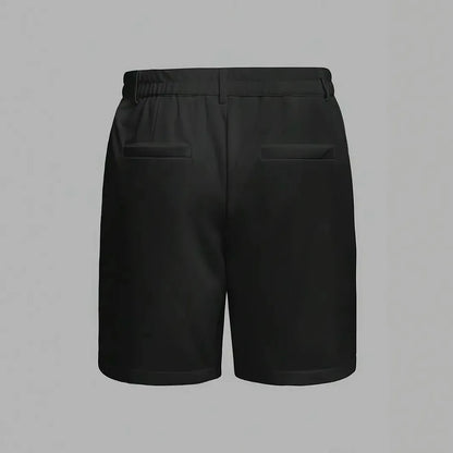 Men's solid colour cotton blend retro shorts in straight leg fit on a white background.