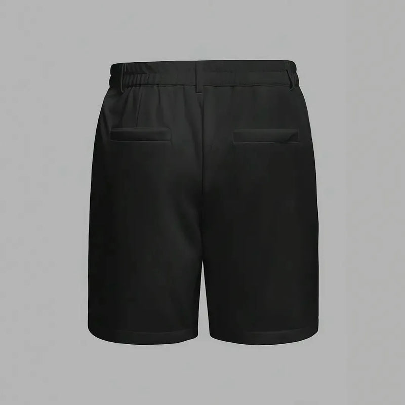 Men's cotton blend retro shorts with straight leg fit in black, white, grey, or sky blue colours available in sizes S to 2XL, featuring a casual Korean style design suitable for sports and everyday wear