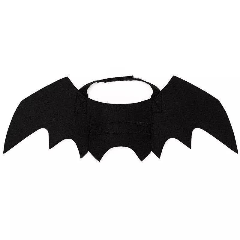 Adjustable black bat wing costume for pets, perfect for Halloween
