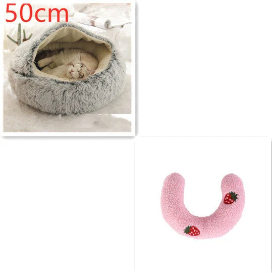 Cozy pet bed with plush and warm fabric for cats and dogs