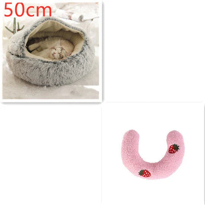 Cozy pet bed with plush and warm fabric for cats and dogs