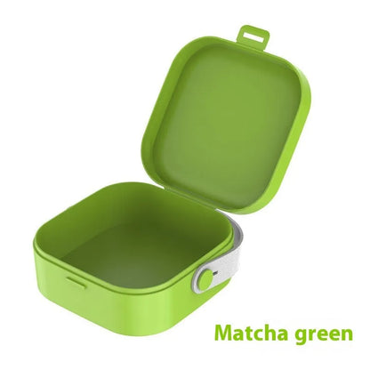 Multifunctional portable storage box for cables in Matcha Green colour with cover, dimensions 16.5cm x 11cm x 6cm