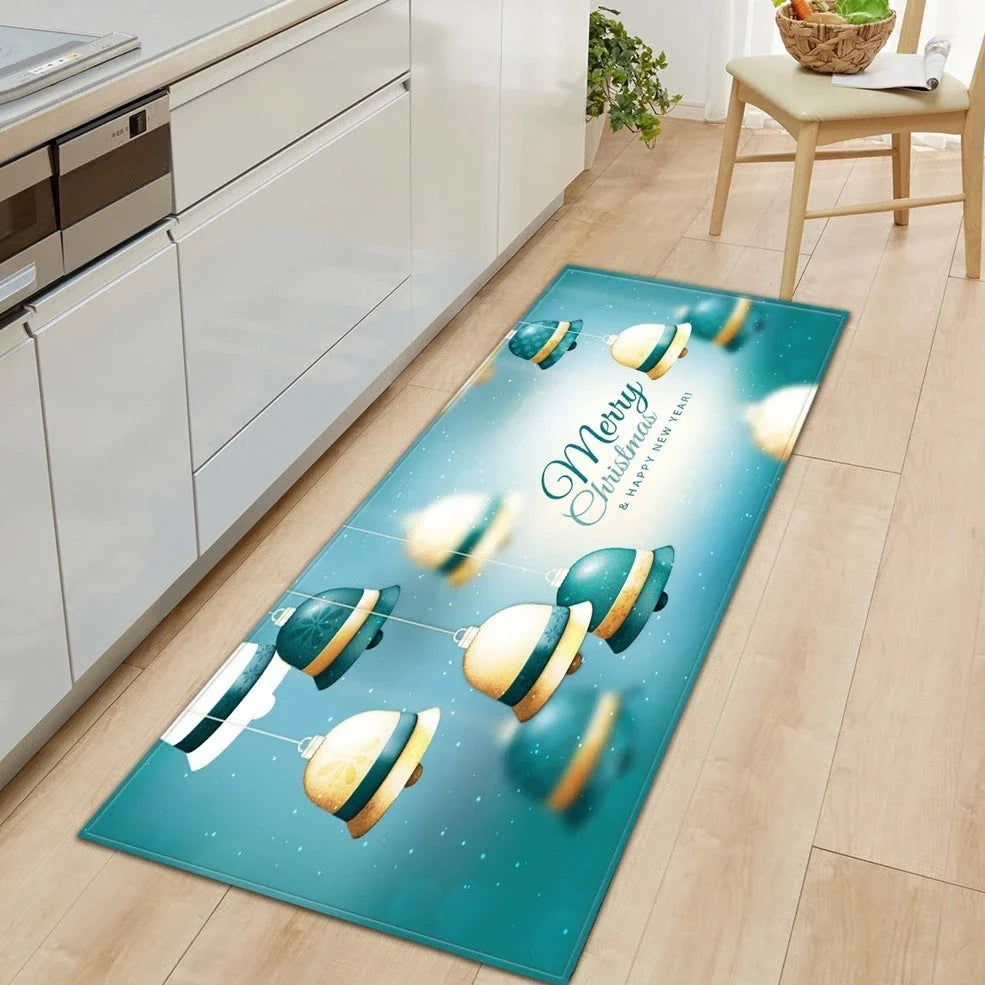 Polyester bathroom entrance mat with machine-woven cartoon pattern in multicolour design