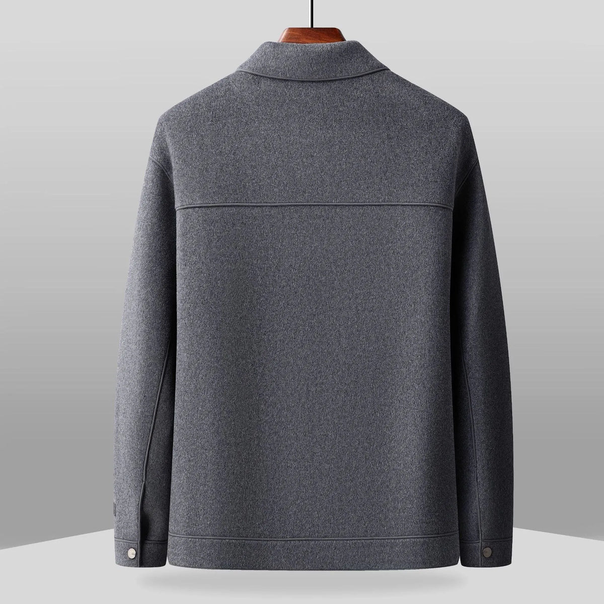 Men's double-faced wool lapel jacket in gray, black, or khaki, solid colour casual fit, sizes M to XXXXL