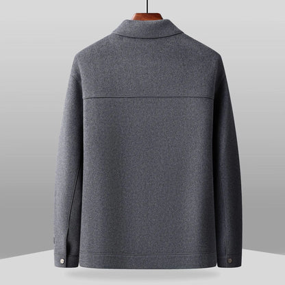 Men's double-faced wool lapel jacket in gray, black, or khaki, solid colour casual fit, sizes M to XXXXL
