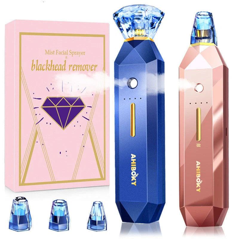2-in-1 Blackhead Remover Vacuum Pore Cleaner with oxygen injection moisturizing in pink and sapphire blue