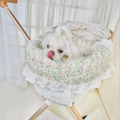 Pet stroller anti-dirty towel cushion pillow three-piece set in pure cotton, showing removable pads for cats and dogs