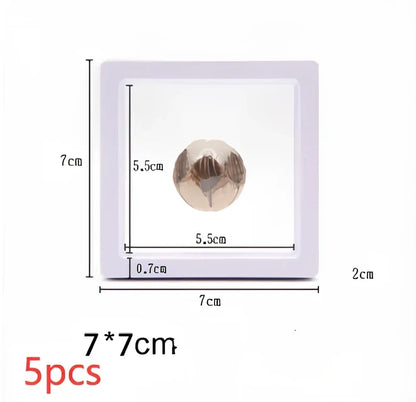 Black 11x11cm suspended 3D floating display frame holder with square base for coins and gems