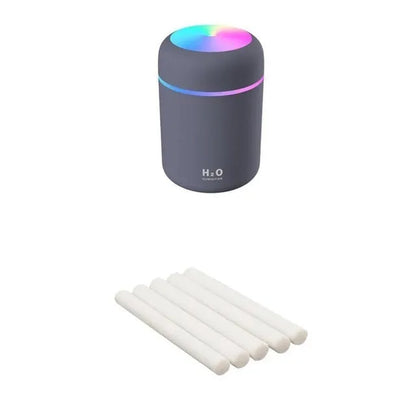 Pink white or navy blue USB desktop humidifier with LED mood lights and 300ml water tank