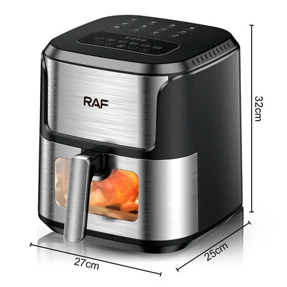 Multifunctional visual air fryer with transparent window and touch control panel